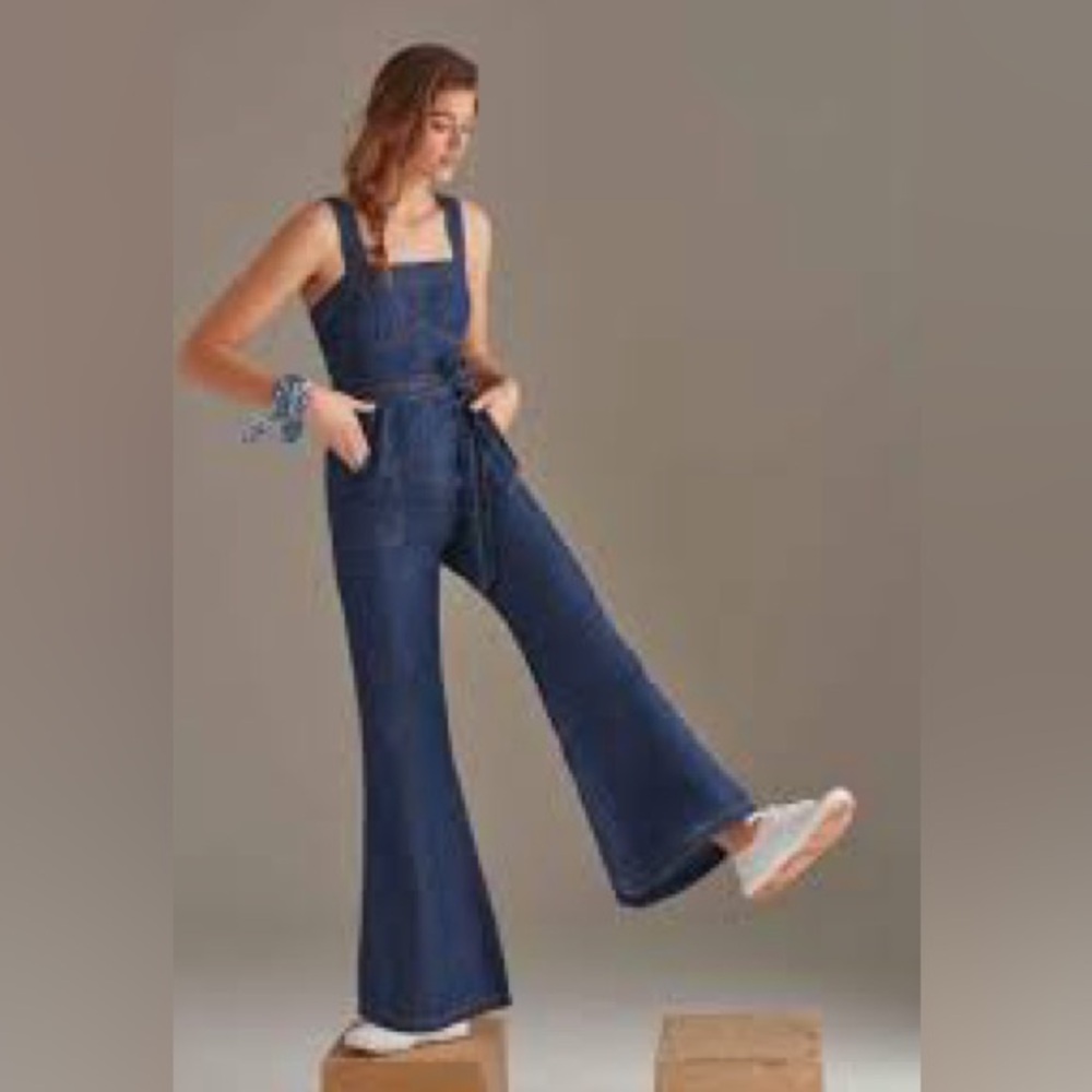 Anthropologie Denim Flare Overalls